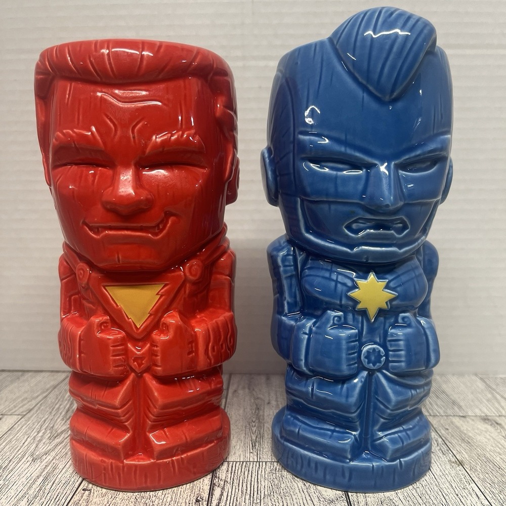 Lot of 2 Geeki Tikis 2019 Mugs - Marvel Captain Marvel & DC Comics Shazam Set